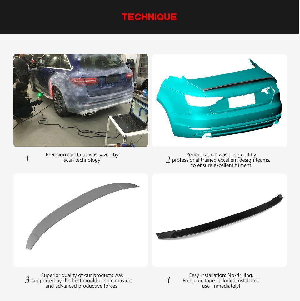 Carbon Fiber Rear Trunk Spoiler Lip Diffuser for Audi A4 B9 Sline S4 17-18