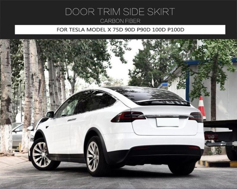 Carbon Fiber Car Side Door Decoration Trims for Tesla Model X 2016-2018