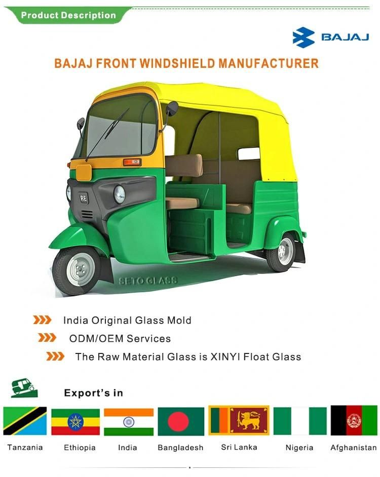 Hot Sale Bajaj Re205 Front Glass Laminated Front Windshield Glass
