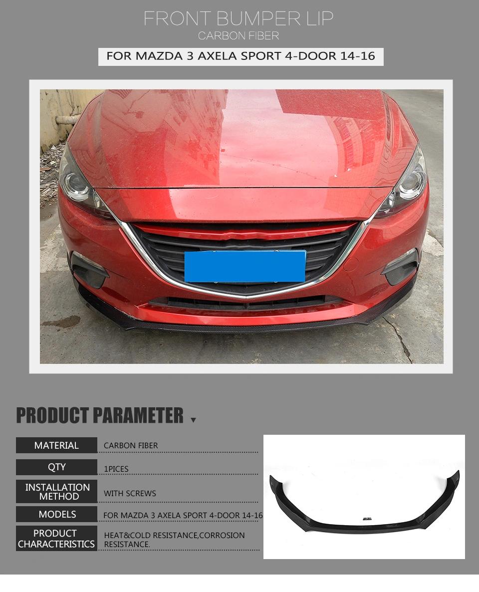 Carbon Fiber Front Bumper Lip for Mazda 3 Axela Sport 4-Door 2014-2016