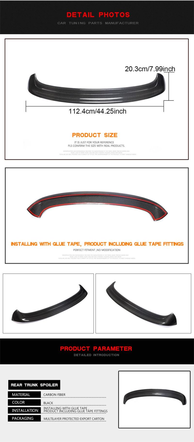 Carbon Fiber Mk5 Rear Window Wing Roof Spoiler for VW Volkswagen Golf5 R32/Gti 2005-2007