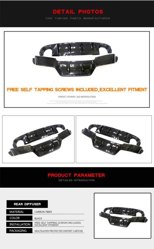 Carbon Fiber Rear Bumper Diffuser for Infiniti Q50 Sedan 4-Door 2014-2016