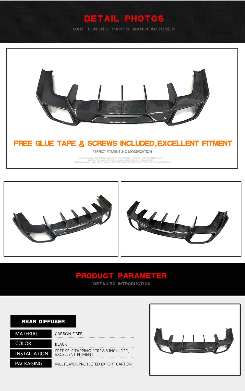 Carbon Fiber Rear Bumper Diffuser for Mercedes Benz Amg Gt R 2015-2017