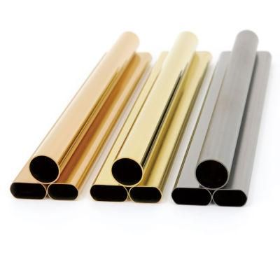 Stainless Steel Welded Flat Sided Oval Pipes (Tubes) with Titanium-Plated for Cars