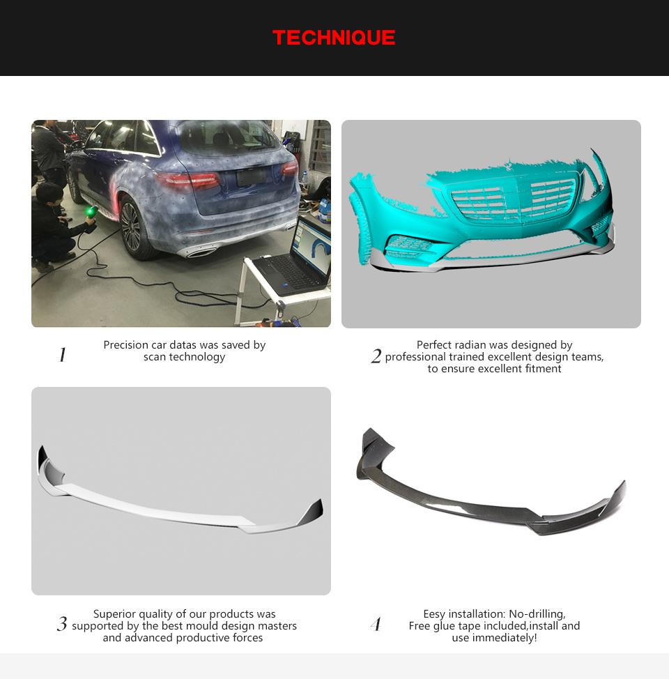 Carbon Fiber W222 Front Splitter Lip for Mercedes Benz S400 S500 S600 Sport Sedan 14-17